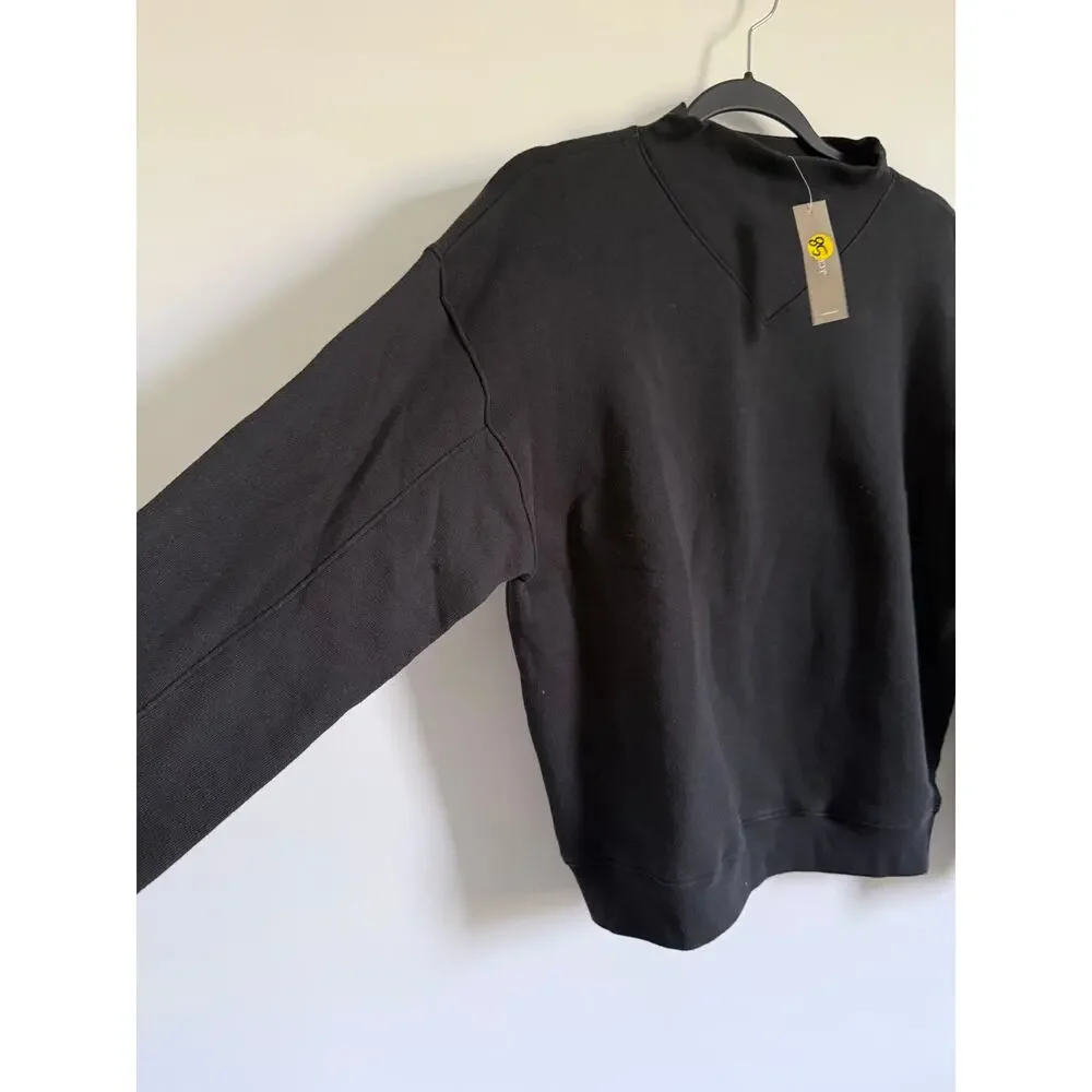 $108 New JCrew Heritage Terry Mockneck Sweatshirt Black Small
